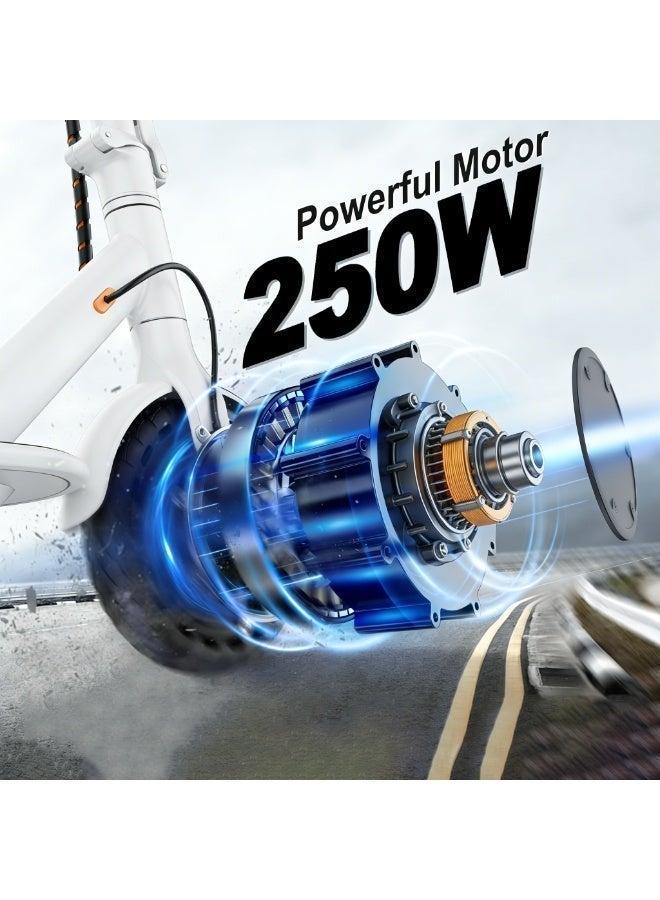 Crony M365 Kids E Scooter With Suspension And App 25-45km/H Speed 250w Motor 36v/7.8ah Battery, 10-25km Range, Electric Scooter Aluminium Alloy Folded 8.5 Inch Tires | Rear Disc Brakes, 120kg Max Load, Led Headlamp, App Connectivity, Foldable & Portable Electric Back For Adults & Keens, Electric Skateboard For Commuting & Leisure, Long-Range Motorized Scooter With Easy Folding, Lightweight High-Performance Commuter Urban Glider,Electric Kick Scooter,Smart Ride,White - Image 4